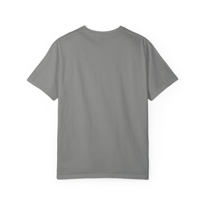Back view of a boho astronaut t-shirt in gray, showcasing its simple design and boho style.