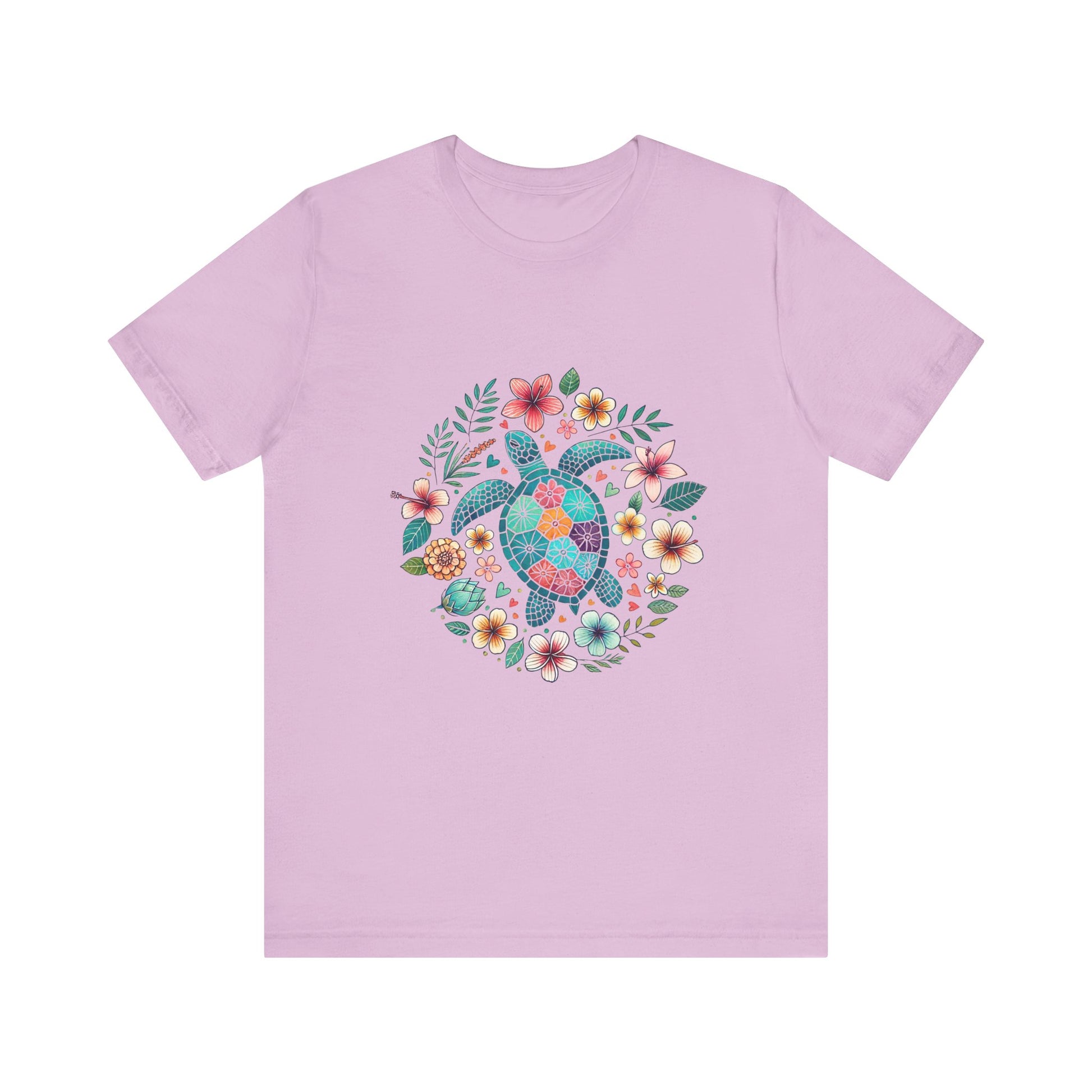 Turtle Ocean Sun T-Shirt, Floral Turtle Shirt, Boho Beach Tshirt - PopCultureByDesign36