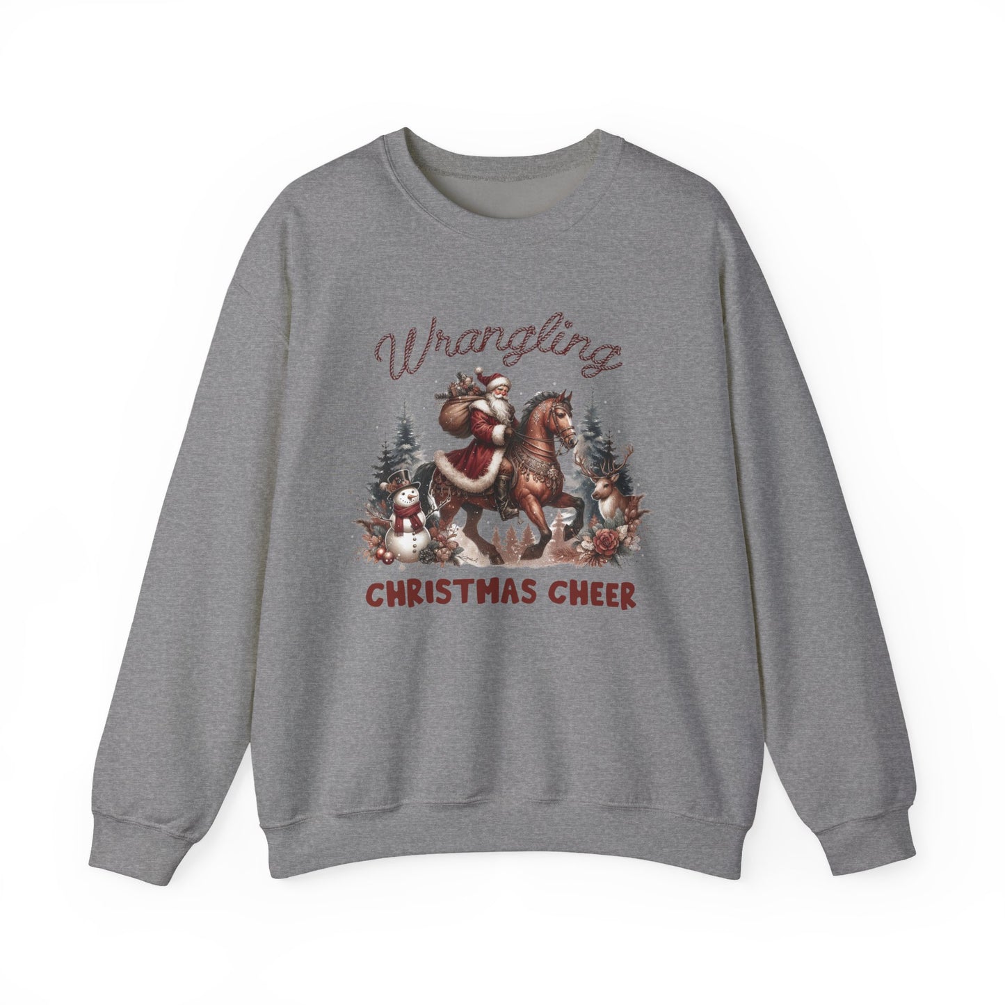 Wrangling Christmas, Cowboy Santa Sweatshirt, Howdy Country Christmas - PopCultureByDesign36