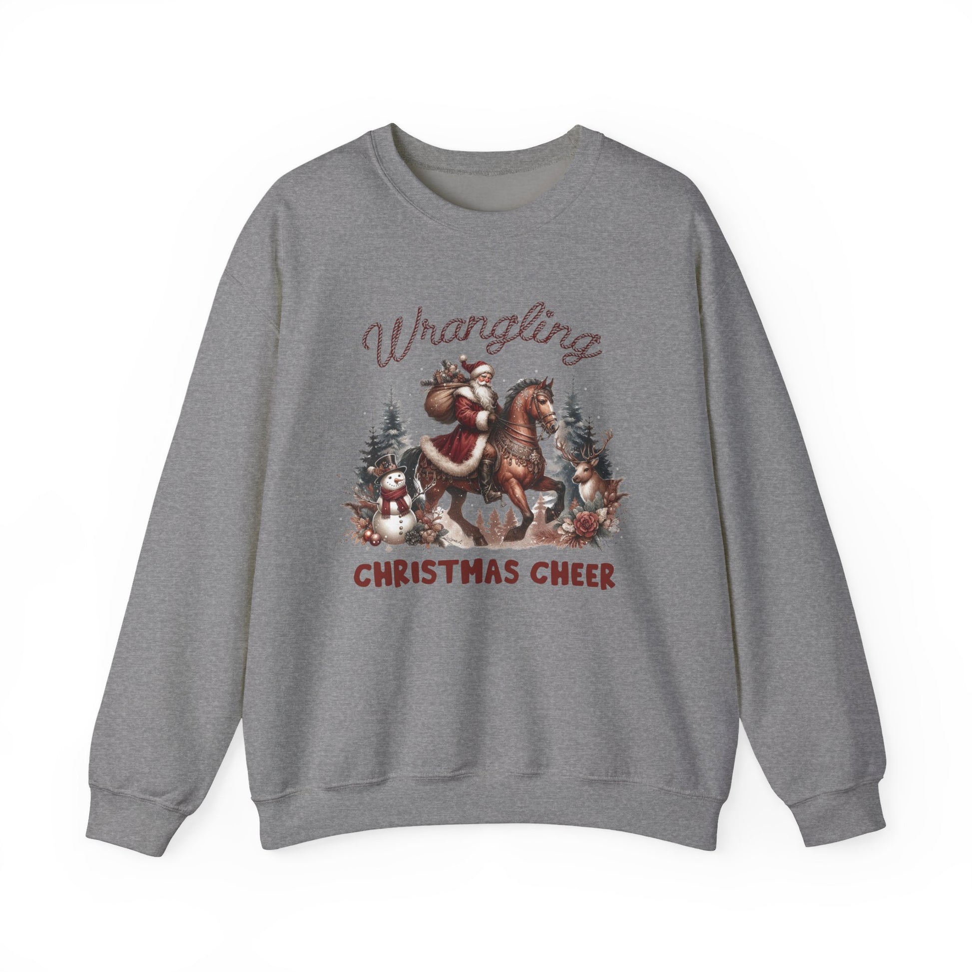 Wrangling Christmas, Cowboy Santa Sweatshirt, Howdy Country Christmas - PopCultureByDesign36