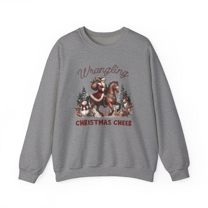 Wrangling Christmas, Cowboy Santa Sweatshirt, Howdy Country Christmas - PopCultureByDesign36