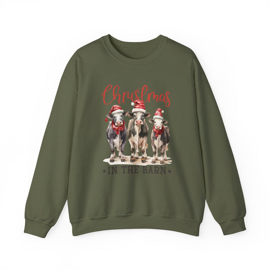 Christmas In The Barn, Cute Cow Christmas shirt, Country Farm Christmas Sweatshirt - PopCultureByDesign36