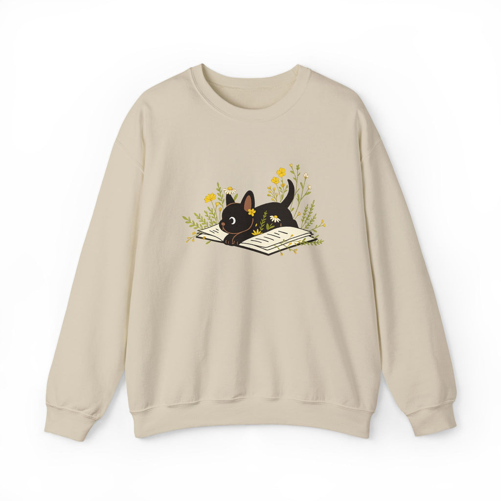 Vintage Boho French Bulldog Puppy Reading Sweatshirt by PopCultureByDesign36