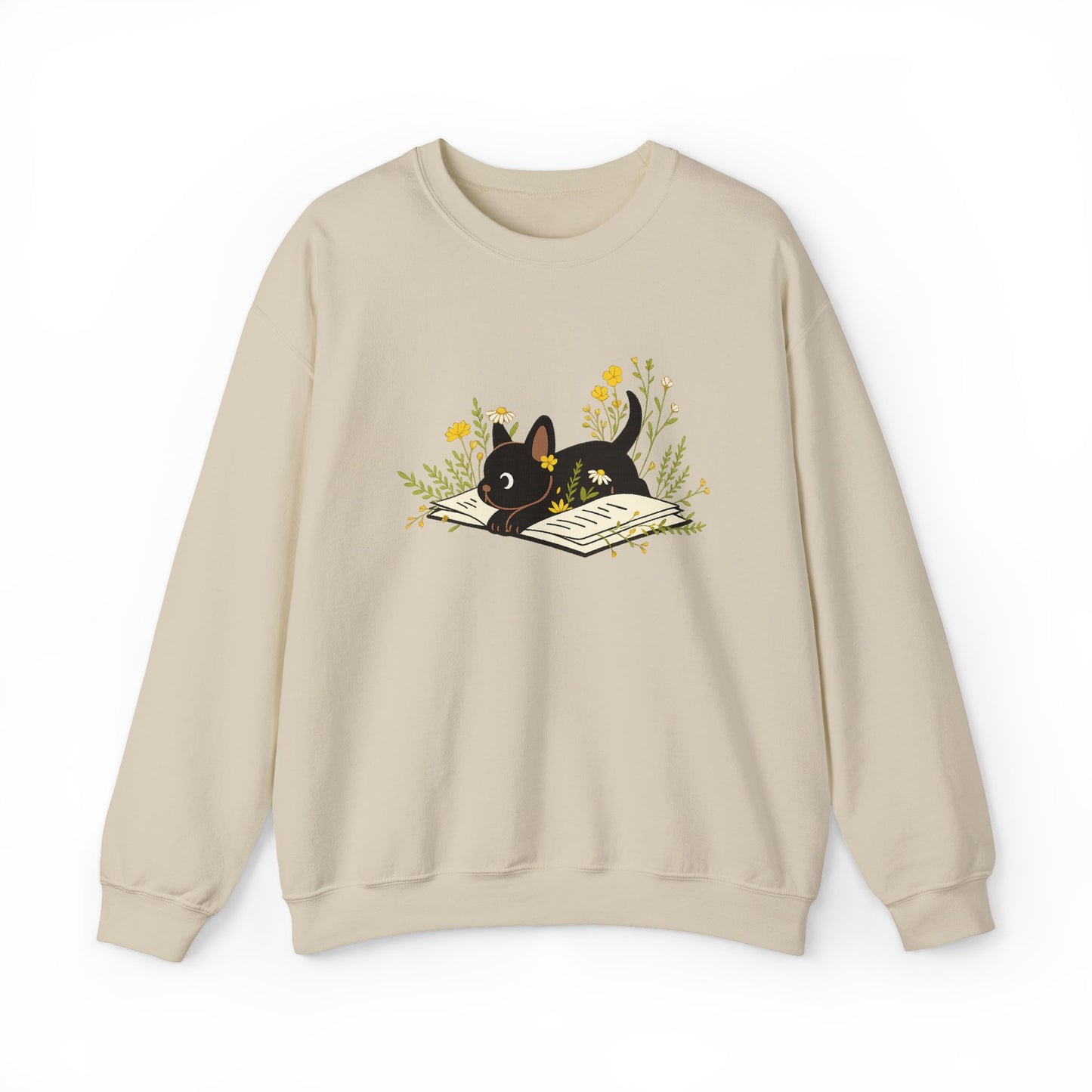Vintage Boho French Bulldog Puppy Reading Sweatshirt