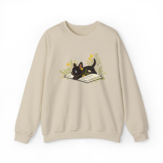 Vintage Boho French Bulldog Puppy Reading Sweatshirt