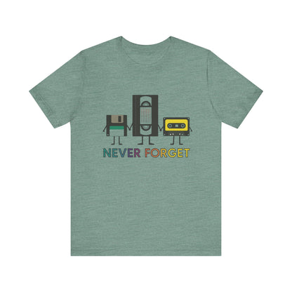 Retro VHS & Cassette Tape Unisex Tee, Vintage Never Forget T-Shirt - PopCultureByDesign36