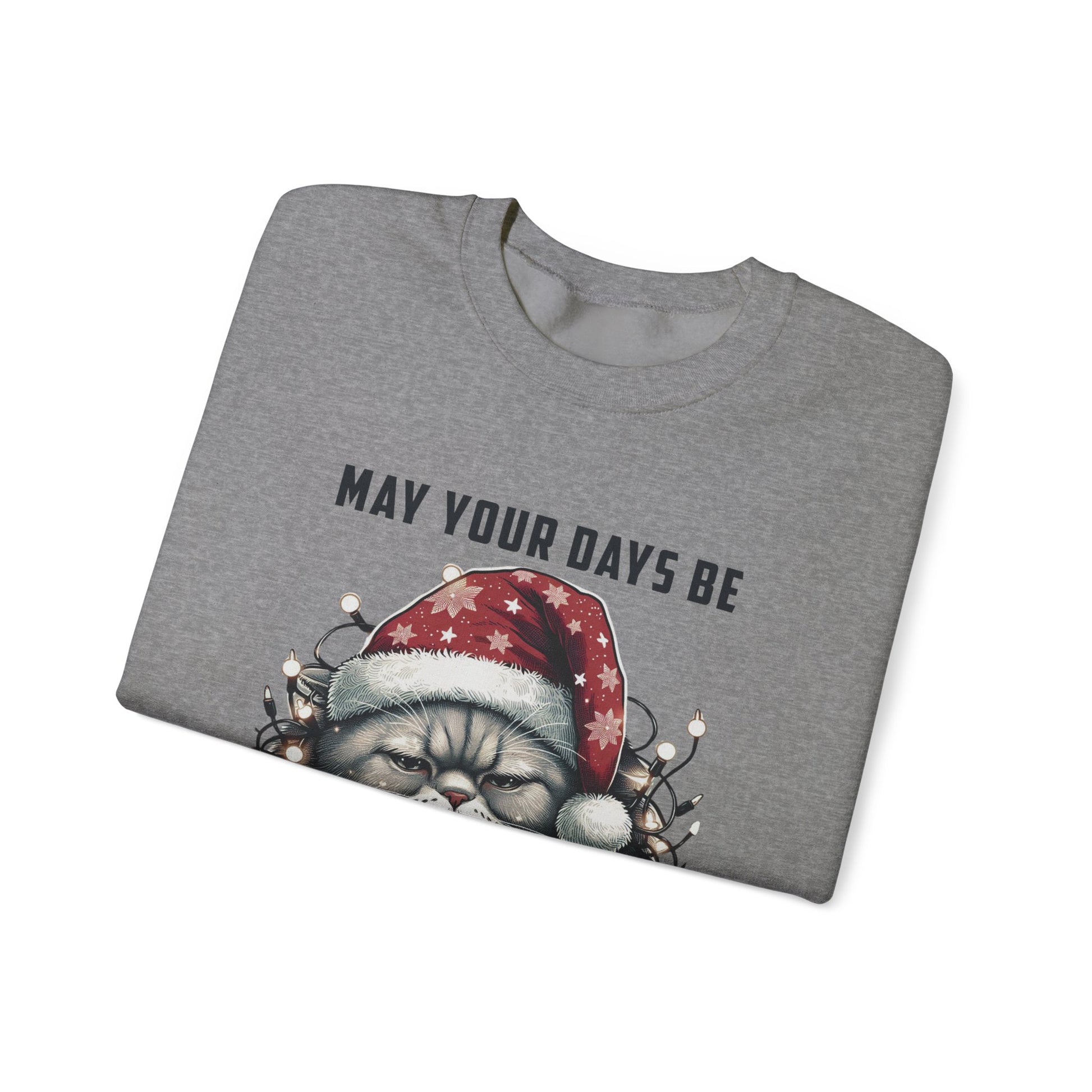 May Your Days Be Merry And Bright, Christmas Cat Sweatshirt, Holiday Cat - PopCultureByDesign36