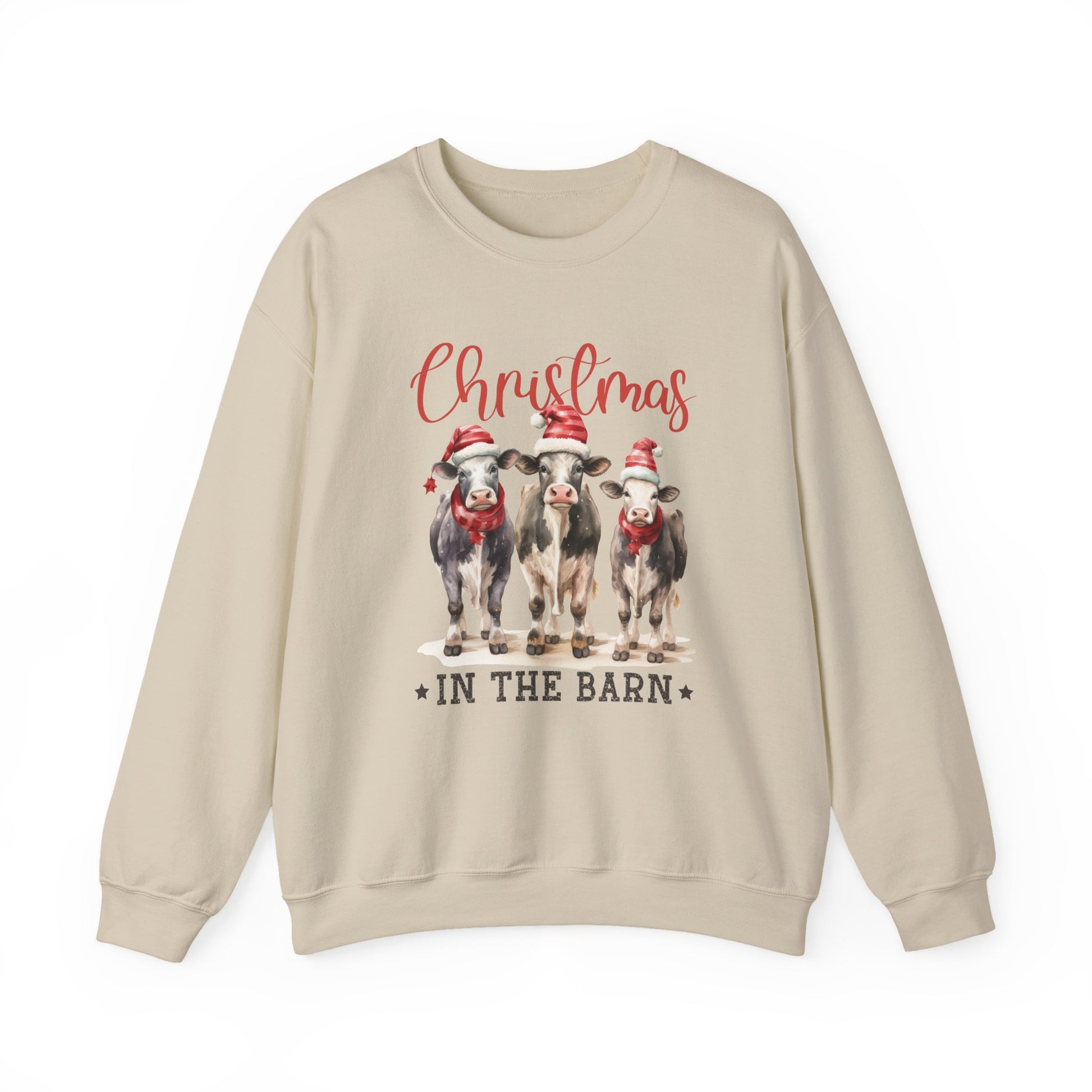 Christmas In The Barn, Cute Cow Christmas shirt, Country Farm Christmas Sweatshirt - PopCultureByDesign36