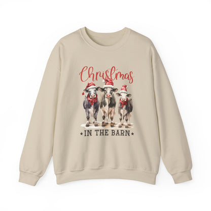 Christmas In The Barn, Cute Cow Christmas shirt, Country Farm Christmas Sweatshirt - PopCultureByDesign36
