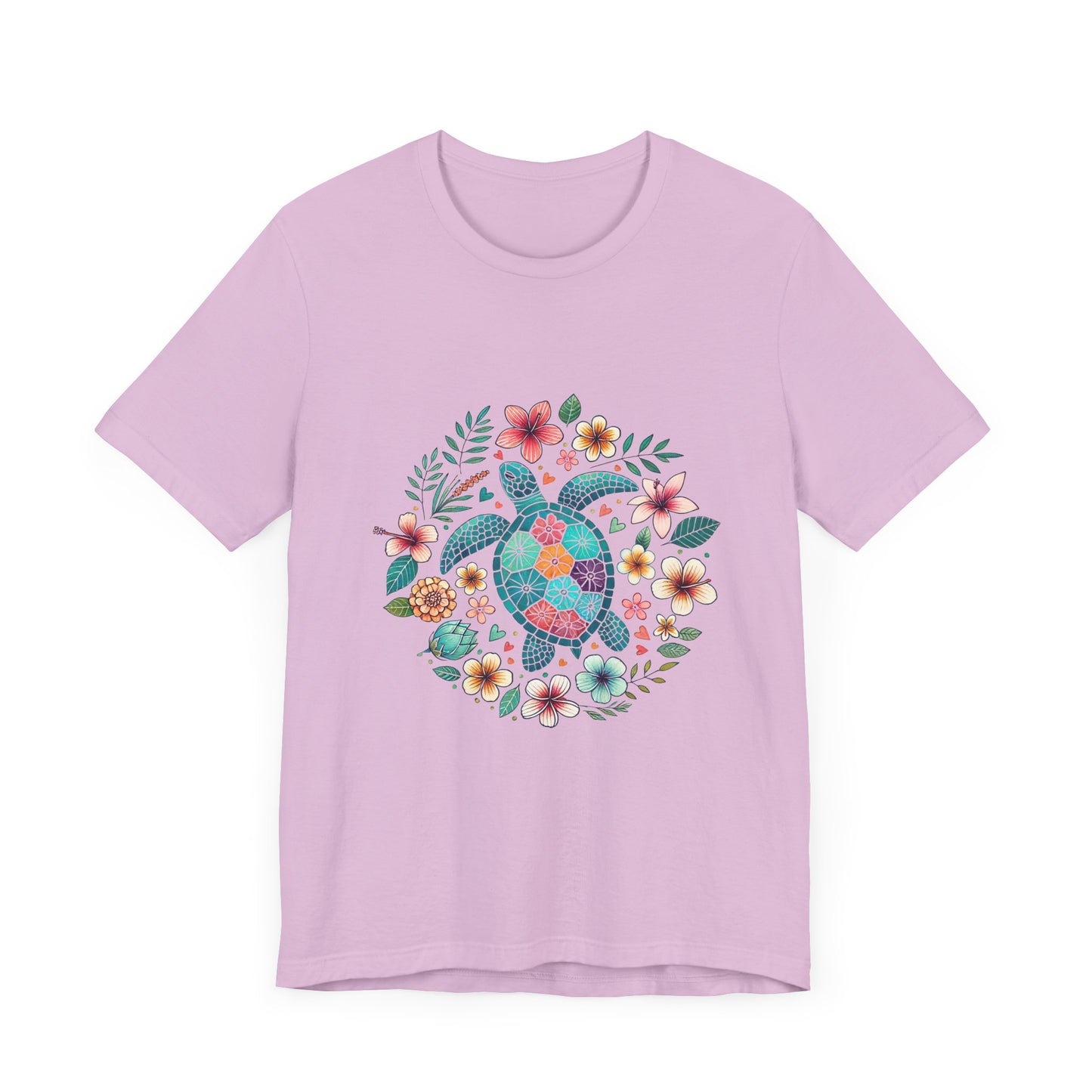 Turtle Ocean Sun T-Shirt, Floral Turtle Shirt, Boho Beach Tshirt - PopCultureByDesign36
