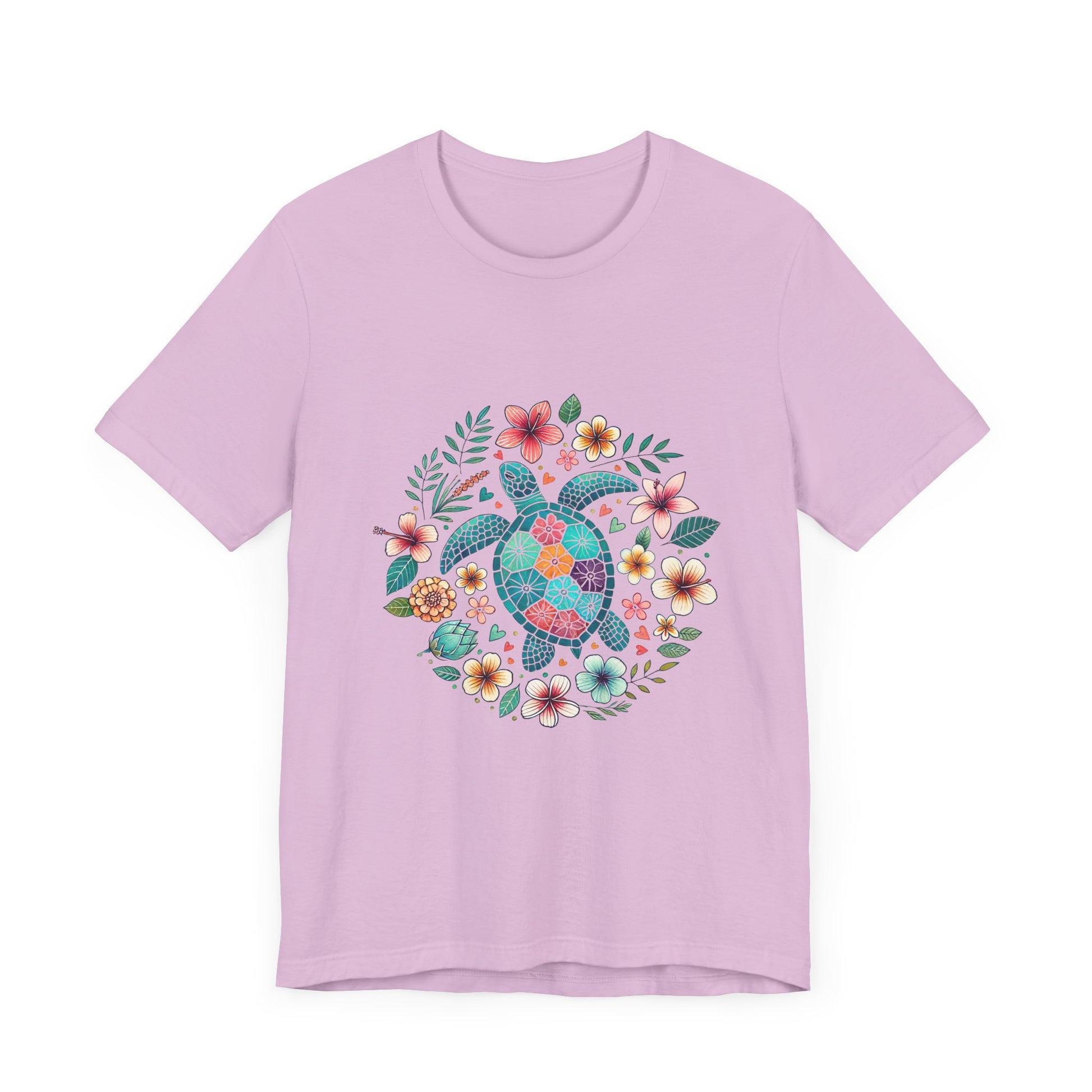 Turtle Ocean Sun T-Shirt, Floral Turtle Shirt, Boho Beach Tshirt - PopCultureByDesign36