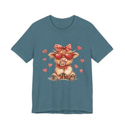 Valentines Highland Cow Shirt, Highland Cow Valentines Shirt, Cow Lover - PopCultureByDesign36