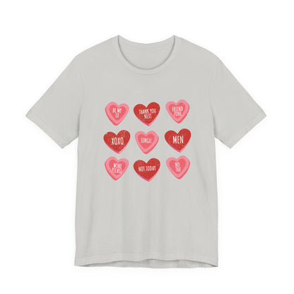 Candy Heart Shirt, Valentine's Day Gift, Conversation Hearts Shirt - PopCultureByDesign36