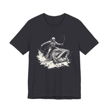 Funny Fisherman Riding a Trout T-Shirt, Fishing Tee, Wild Western Shirt - PopCultureByDesign36