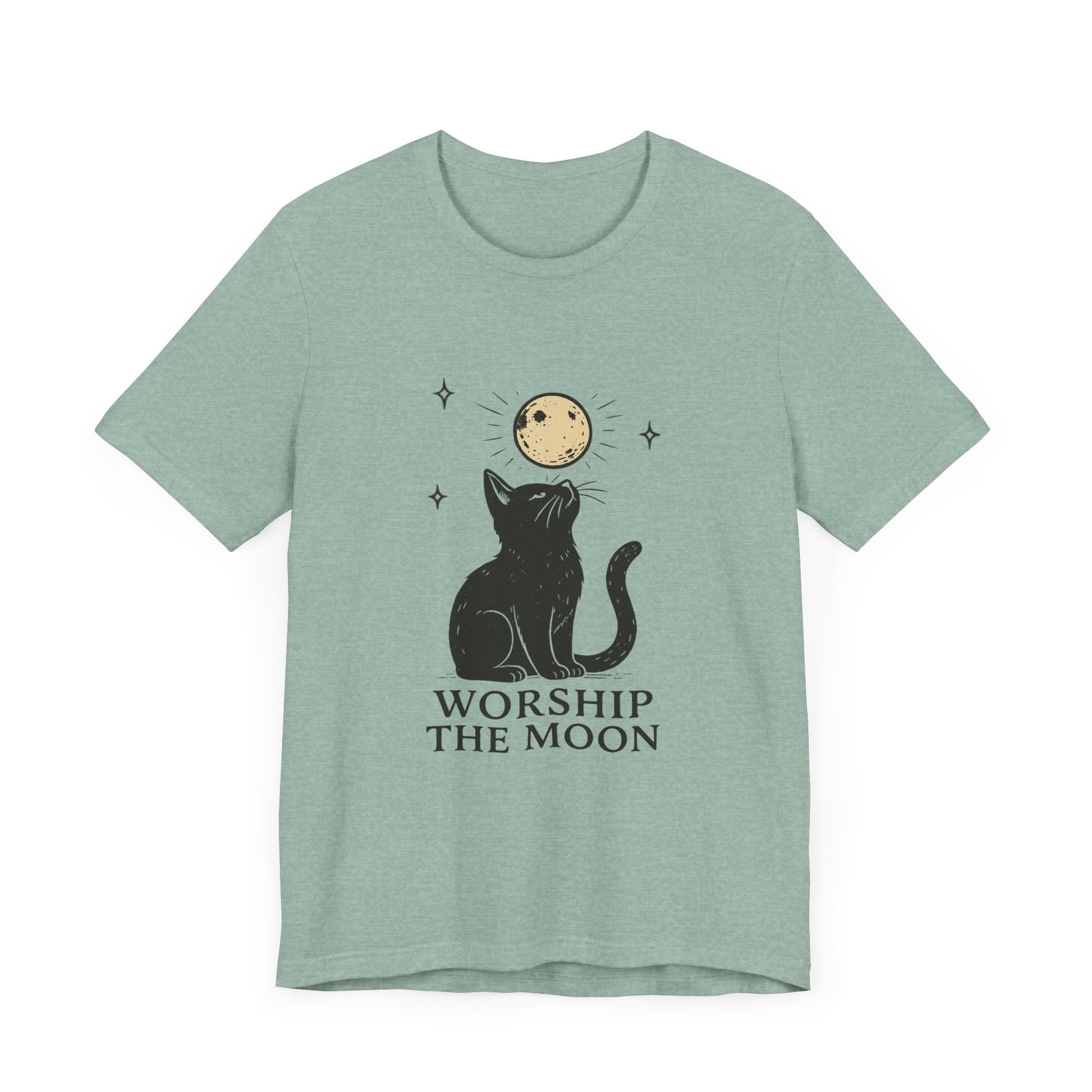 Worship The Moon, Cute Kitten Shirt, Celestial Cat Shirt - PopCultureByDesign36