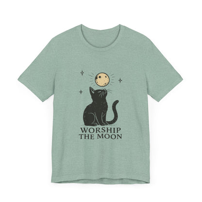 Worship The Moon, Cute Kitten Shirt, Celestial Cat Shirt - PopCultureByDesign36