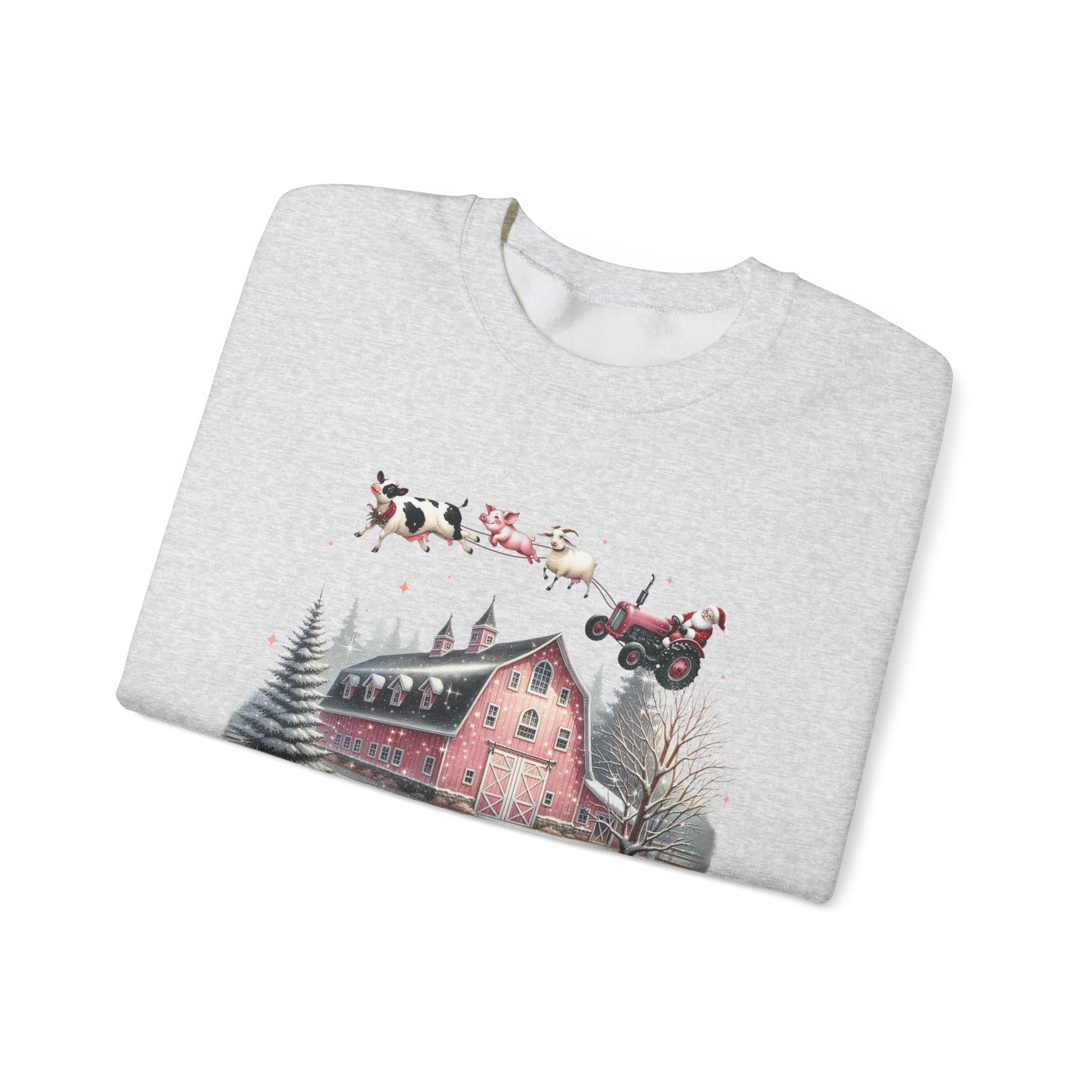 Christmas on the Farm Sweatshirt, Santa Tractor Farmhouse Tee - PopCultureByDesign36