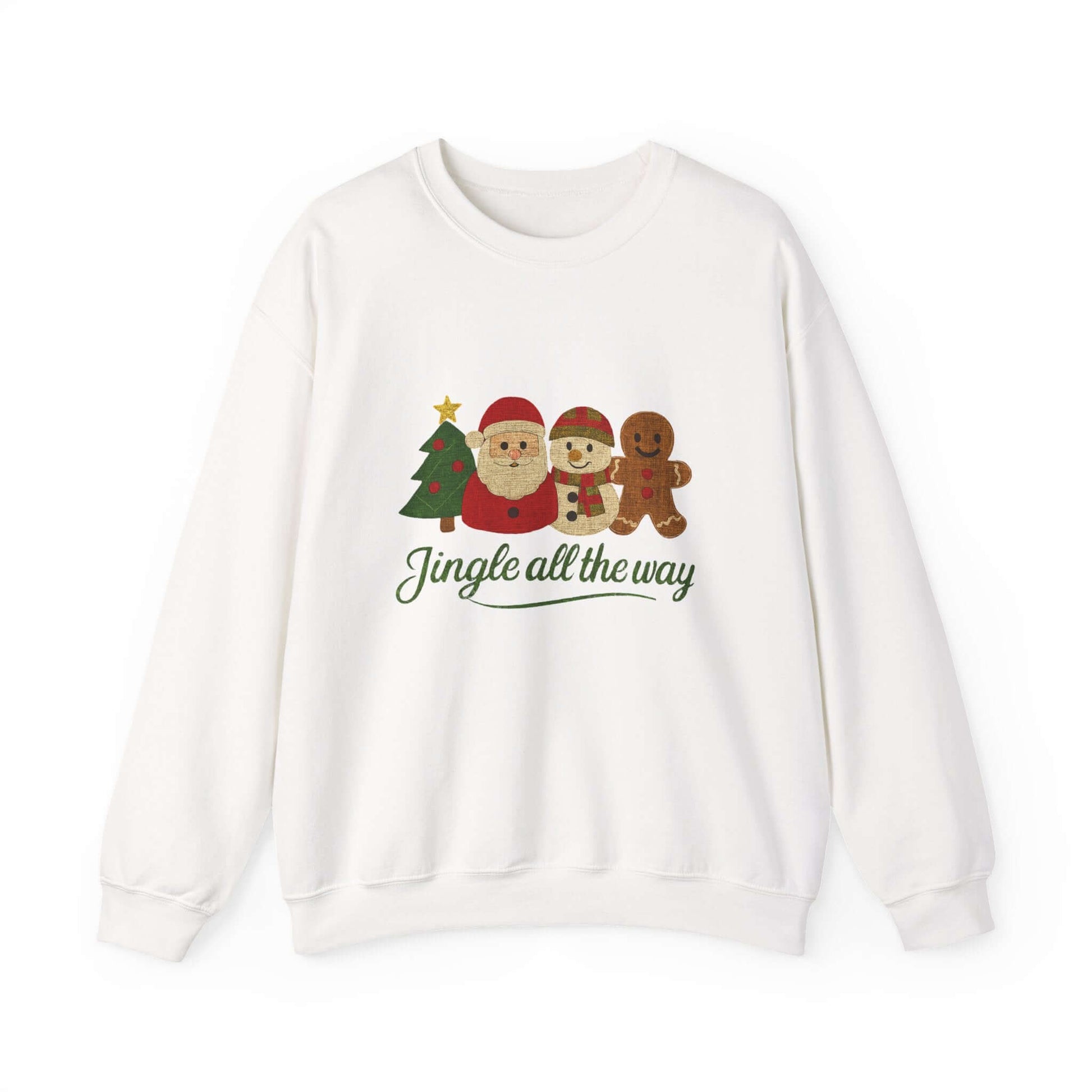 Christmas Jingle All the Way Sweatshirt, Santa Snowman Gingerbread Sweatshirt - PopCultureByDesign36