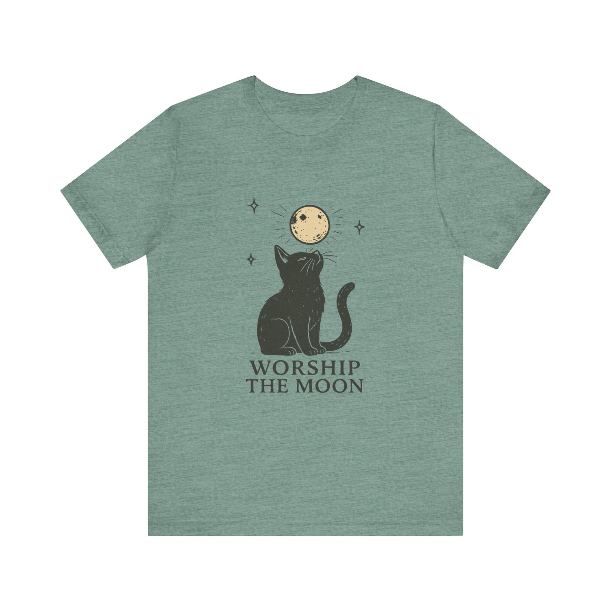 Worship The Moon, Cute Kitten Shirt, Celestial Cat Shirt - PopCultureByDesign36