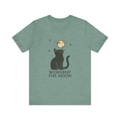 Worship The Moon, Cute Kitten Shirt, Celestial Cat Shirt - PopCultureByDesign36