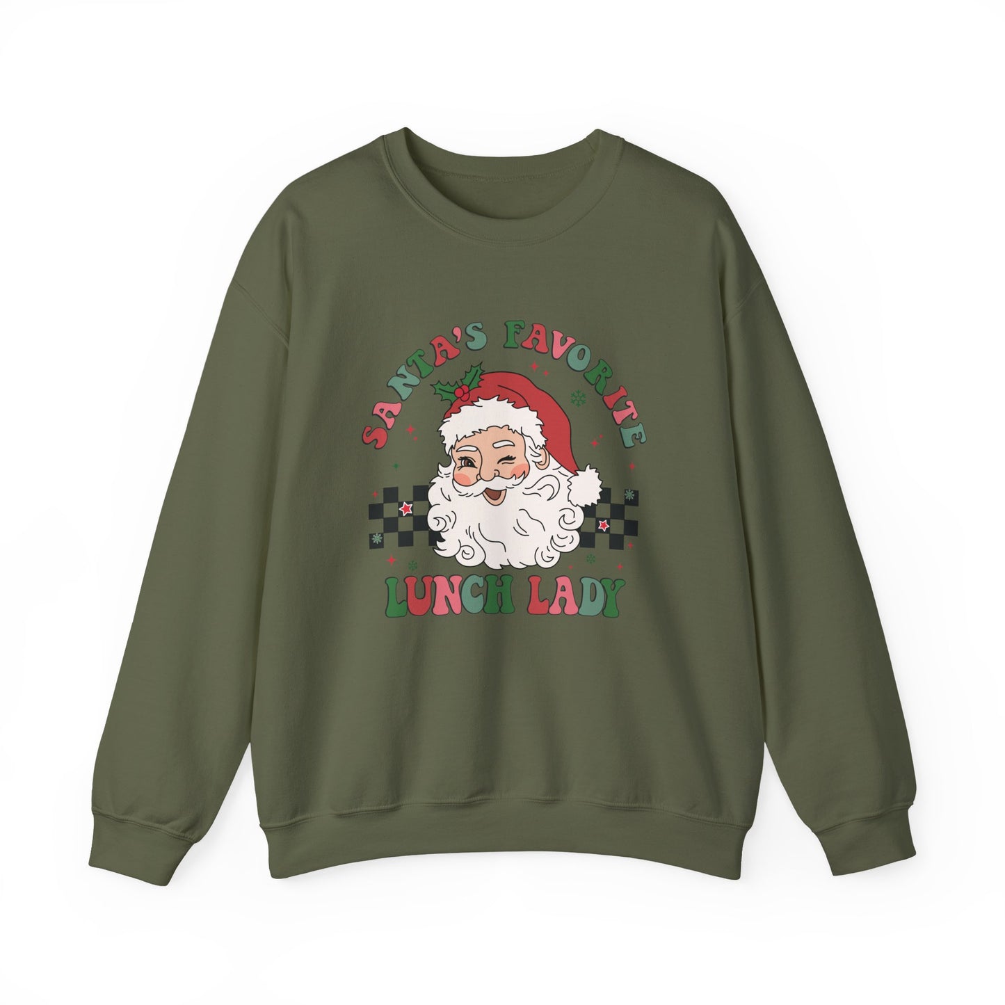 Santas Favorite Lunch Lady, Retro Santa Sweatshirt, Cute School Santa - PopCultureByDesign36
