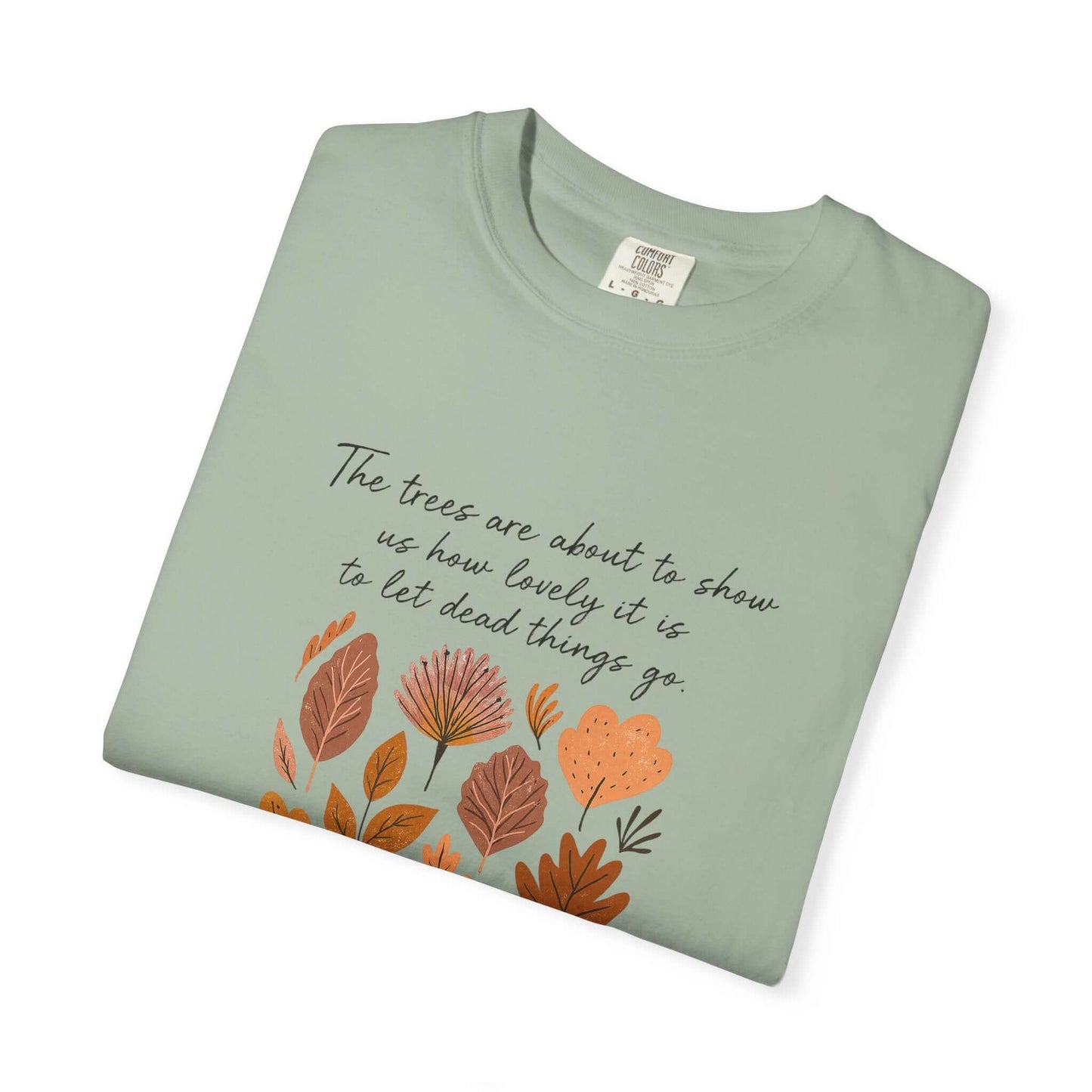 Boho Poem Fall Leaves T-shirt, Fall Shirt, Unisex Fall Top with artistic autumn leaf design.