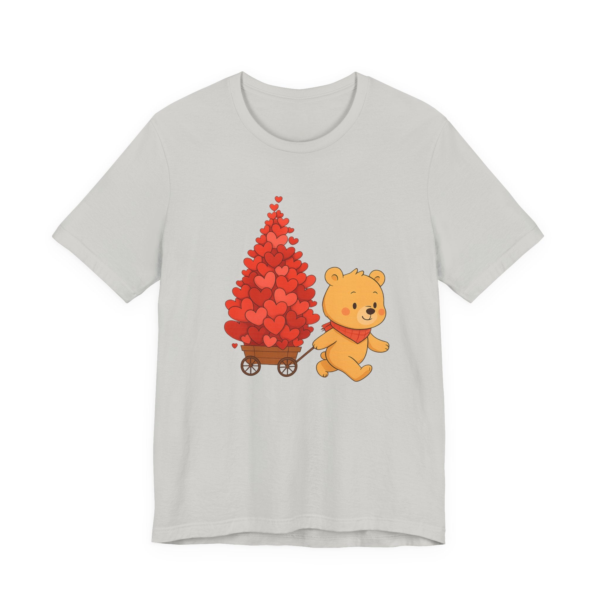 Valentine Bear Tee — Cute Bear with Heart-Filled Wagon by PopCultureByDesign36