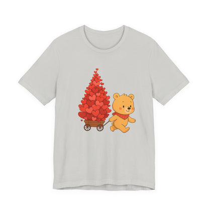 Valentine Bear Tee — Cute Bear with Heart-Filled Wagon