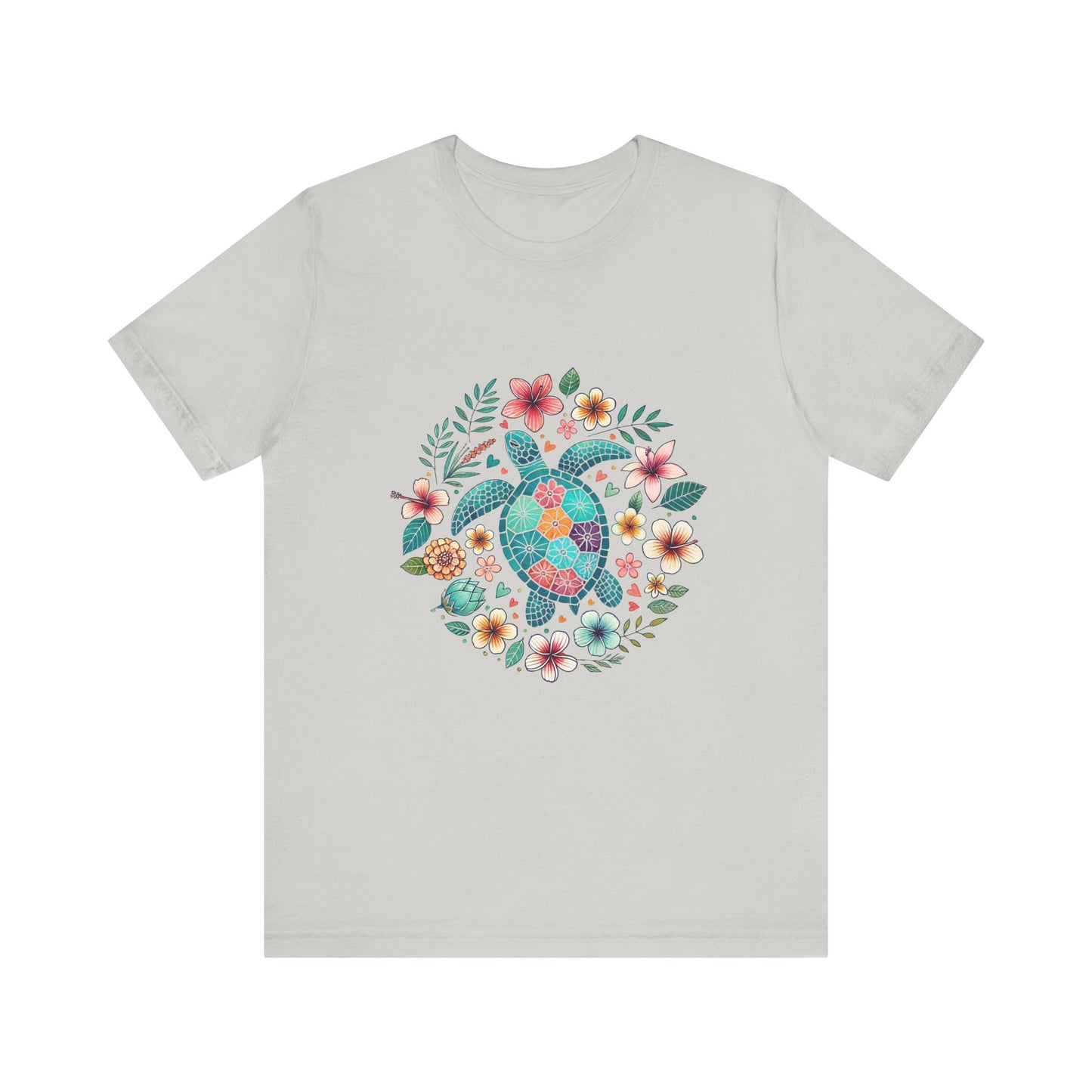 Turtle Ocean Sun T-Shirt, Floral Turtle Shirt, Boho Beach Tshirt - PopCultureByDesign36