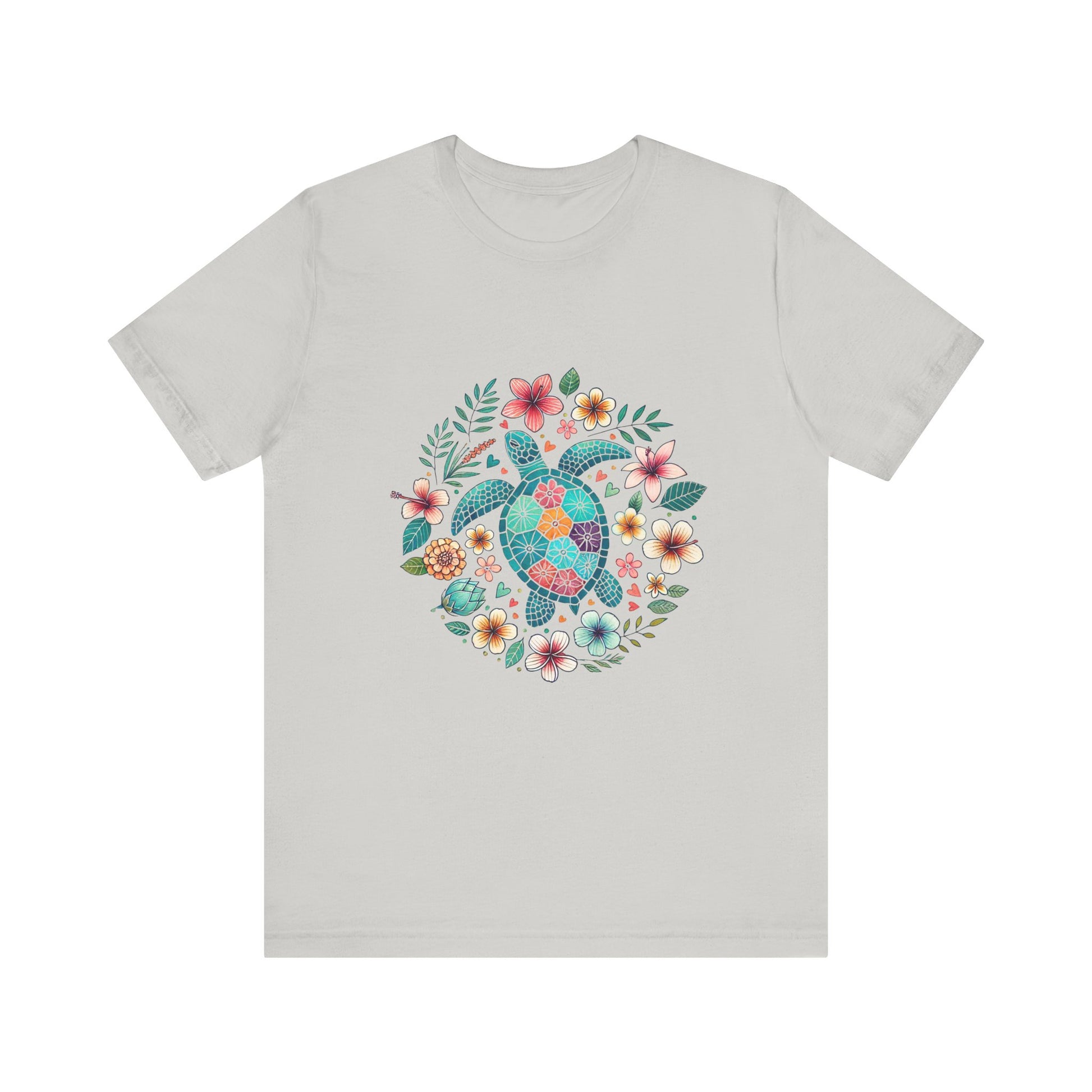 Turtle Ocean Sun T-Shirt, Floral Turtle Shirt, Boho Beach Tshirt - PopCultureByDesign36