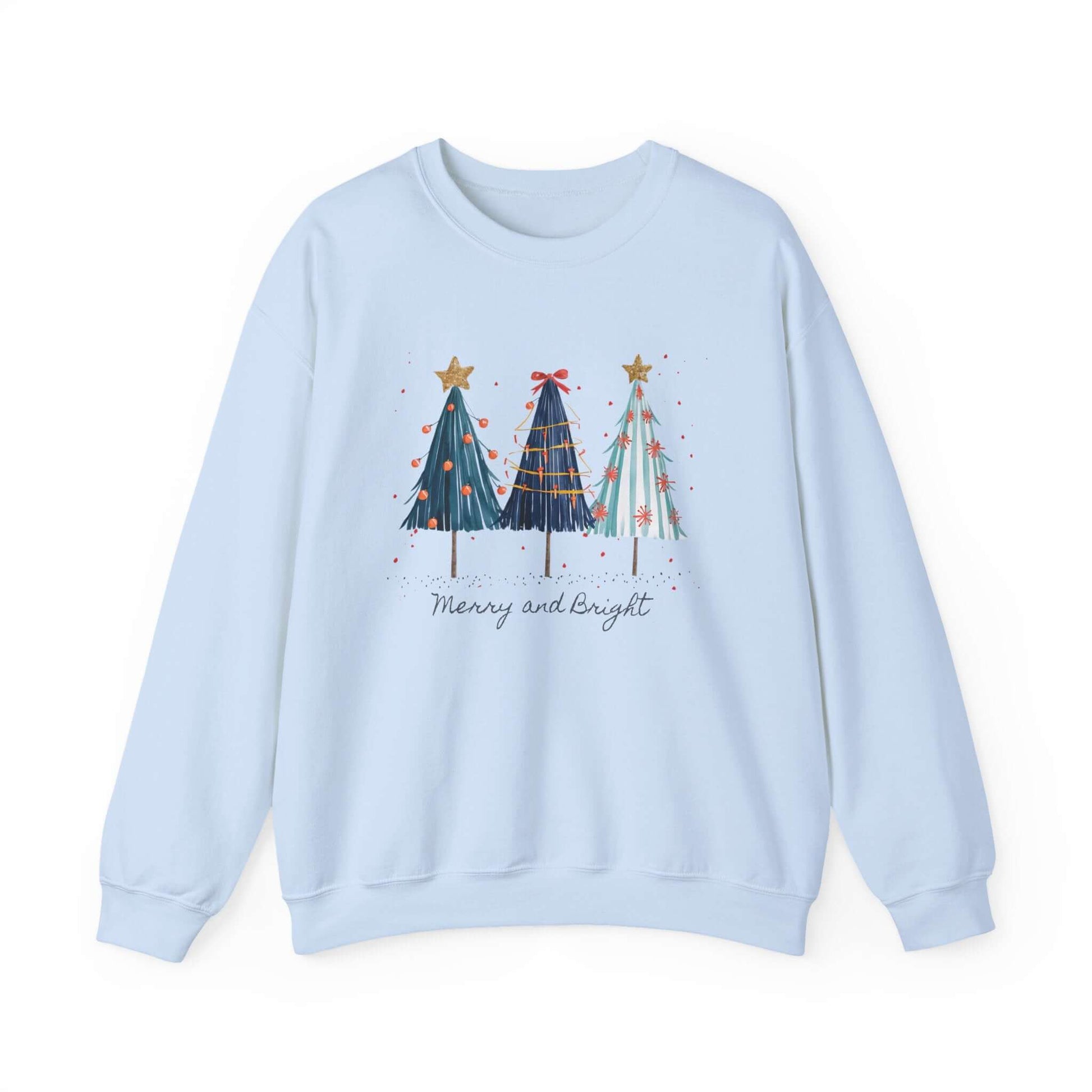 Christmas Watercolor Tree Sweatshirt, Cozy Seasonal Top, Boho XMas - PopCultureByDesign36