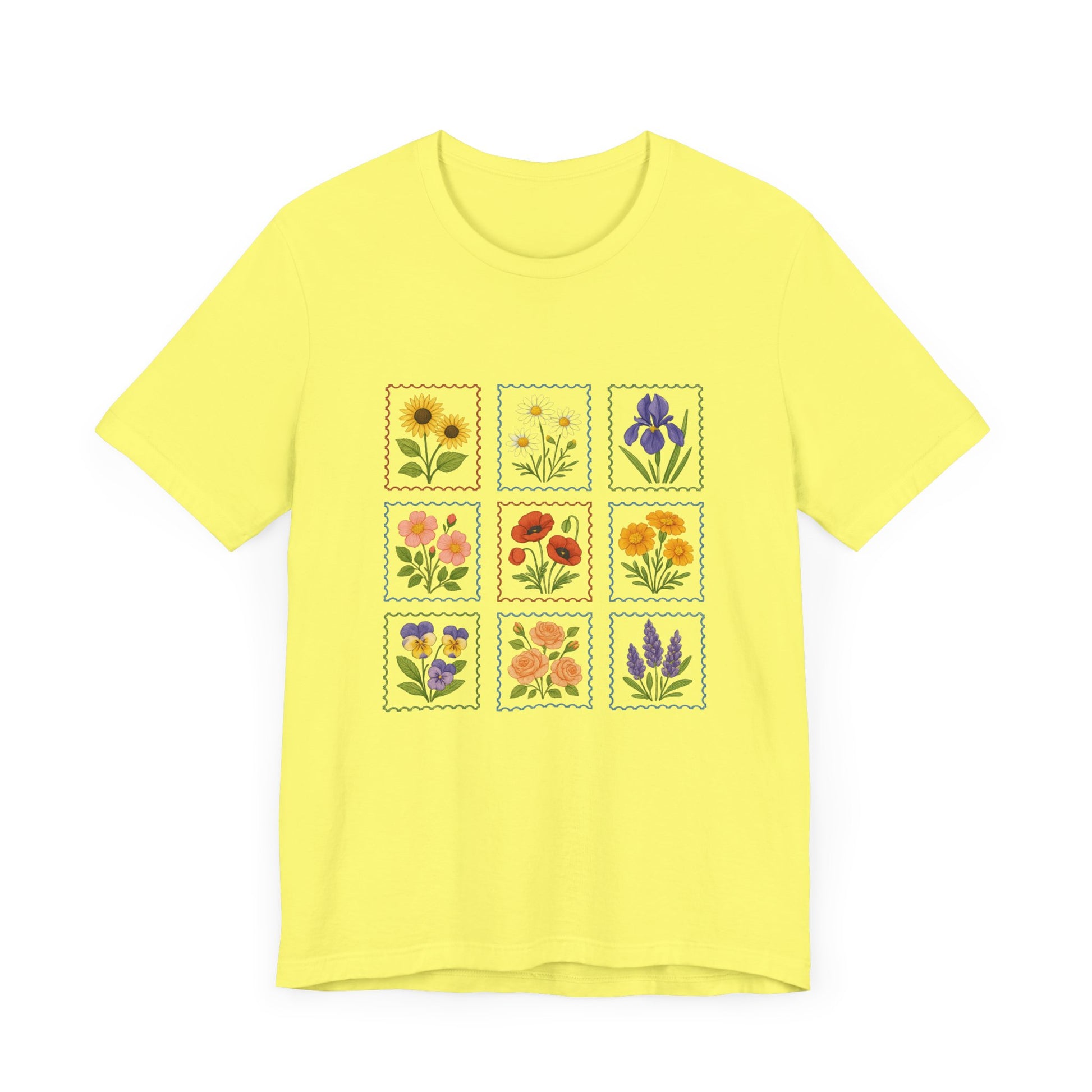 Summer Flower Stamp Tshirt, Vintage Postage Stamp Shirt, Aesthetic Summer Tee - PopCultureByDesign36