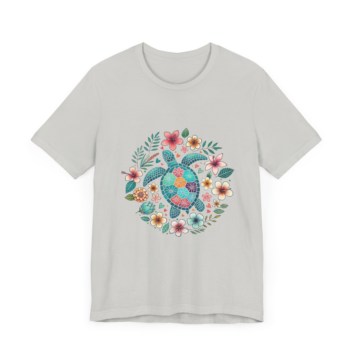 Turtle Ocean Sun T-Shirt, Floral Turtle Shirt, Boho Beach Tshirt - PopCultureByDesign36
