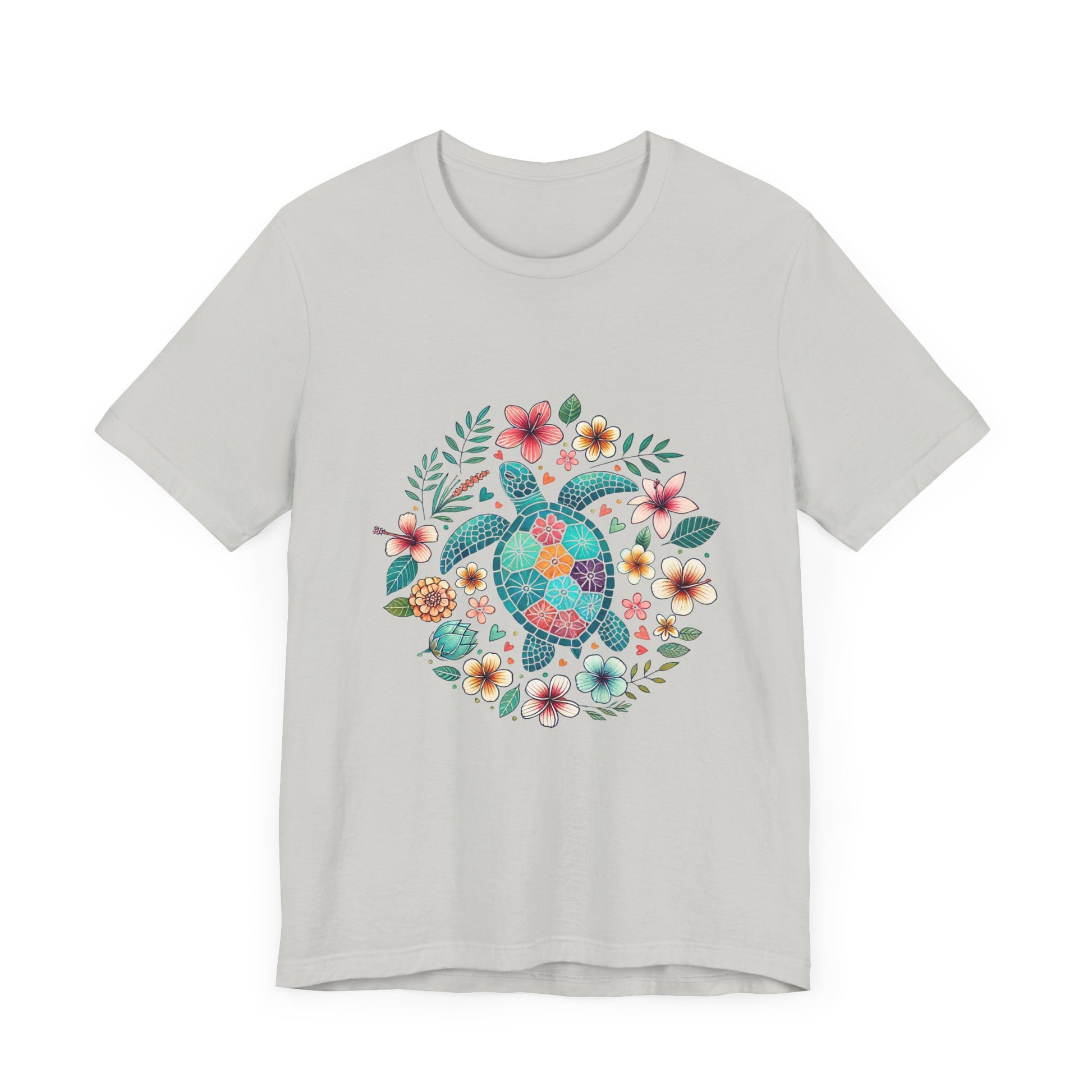 Turtle Ocean Sun T-Shirt, Floral Turtle Shirt, Boho Beach Tshirt - PopCultureByDesign36