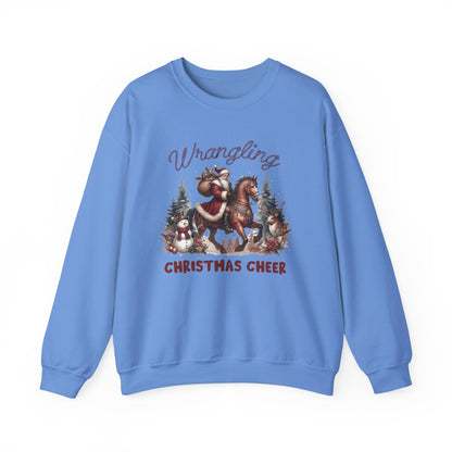 Wrangling Christmas, Cowboy Santa Sweatshirt, Howdy Country Christmas - PopCultureByDesign36