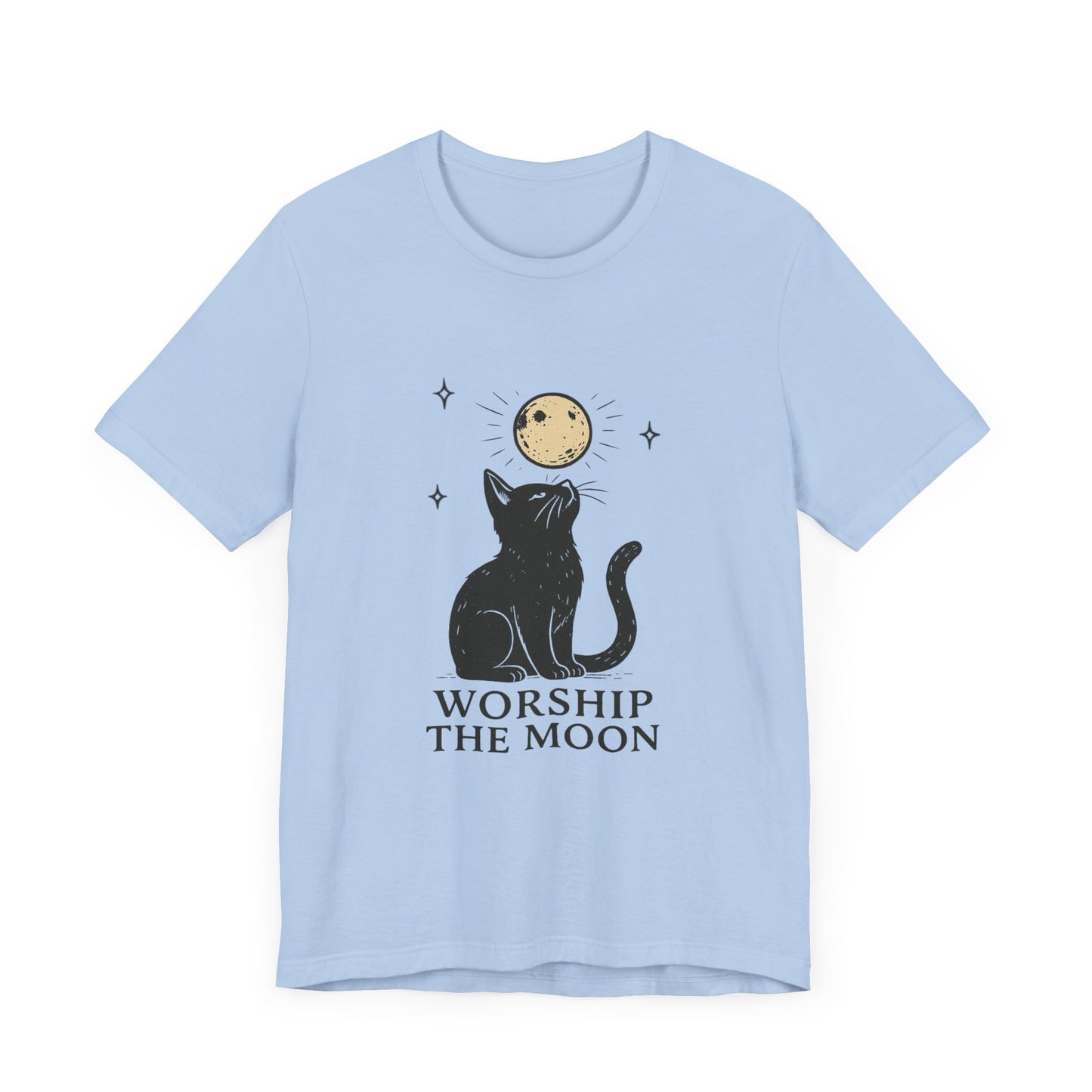 Worship The Moon, Cute Kitten Shirt, Celestial Cat Shirt - PopCultureByDesign36