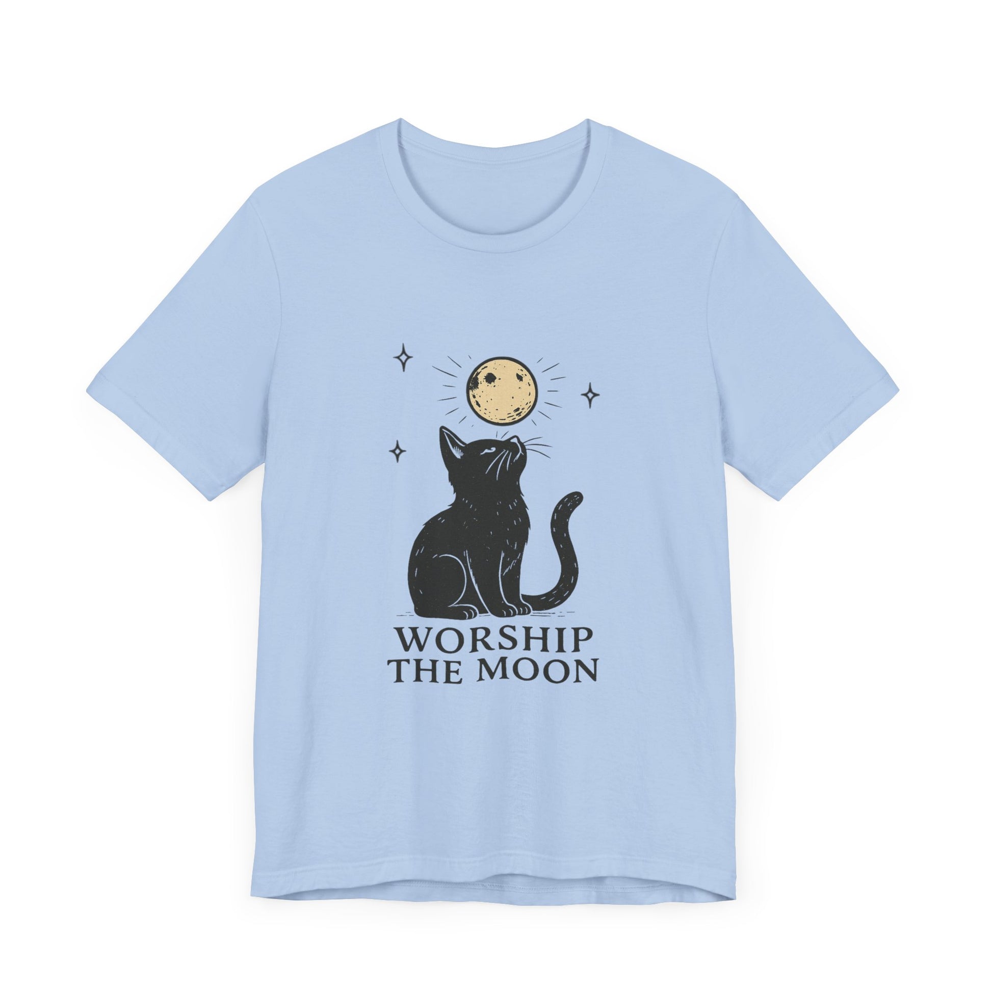Worship The Moon, Cute Kitten Shirt, Celestial Cat Shirt - PopCultureByDesign36