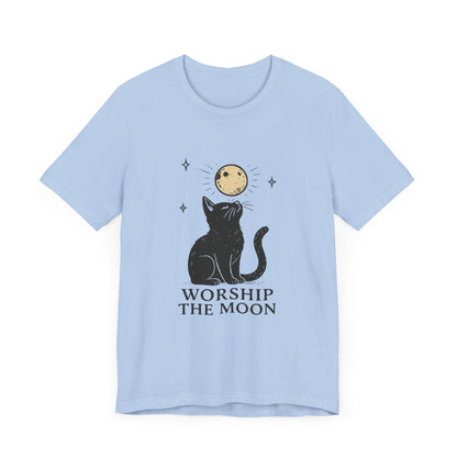 Worship The Moon, Cute Kitten Shirt, Celestial Cat Shirt - PopCultureByDesign36