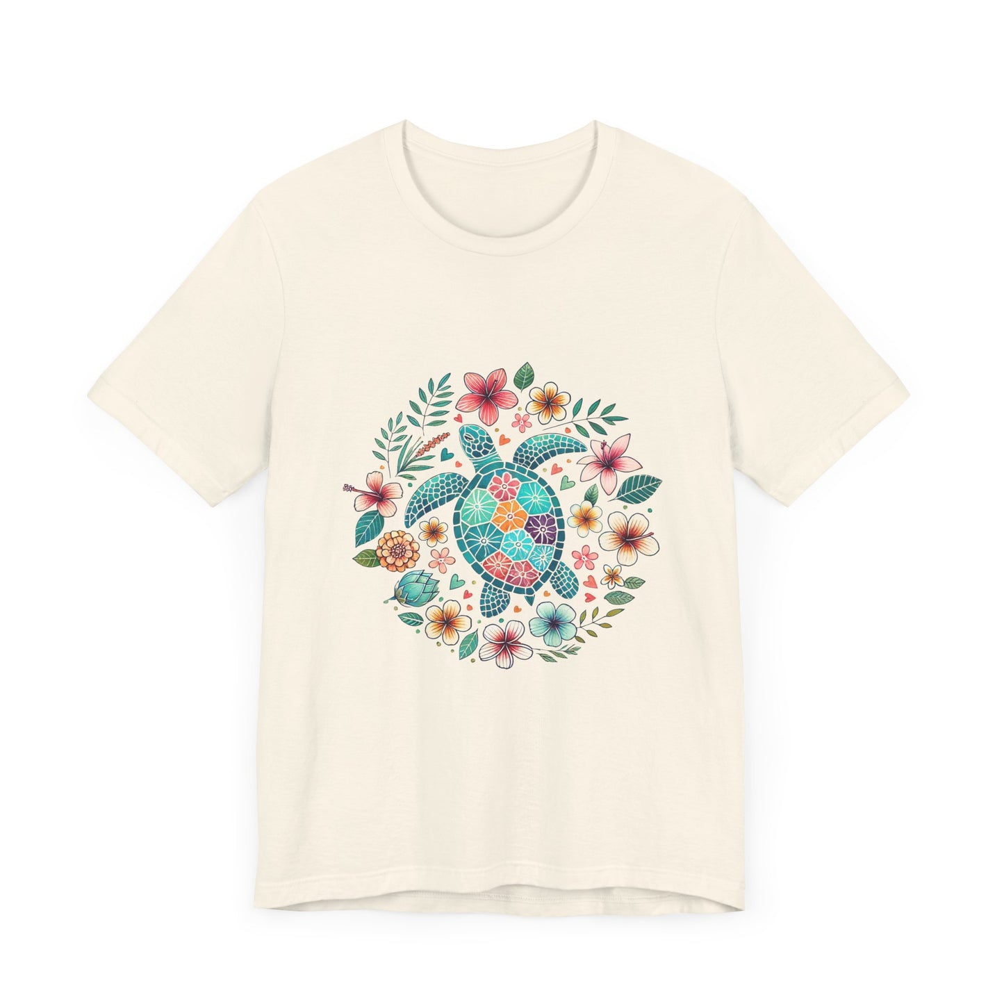 Turtle Ocean Sun T-Shirt, Floral Turtle Shirt, Boho Beach Tshirt - PopCultureByDesign36