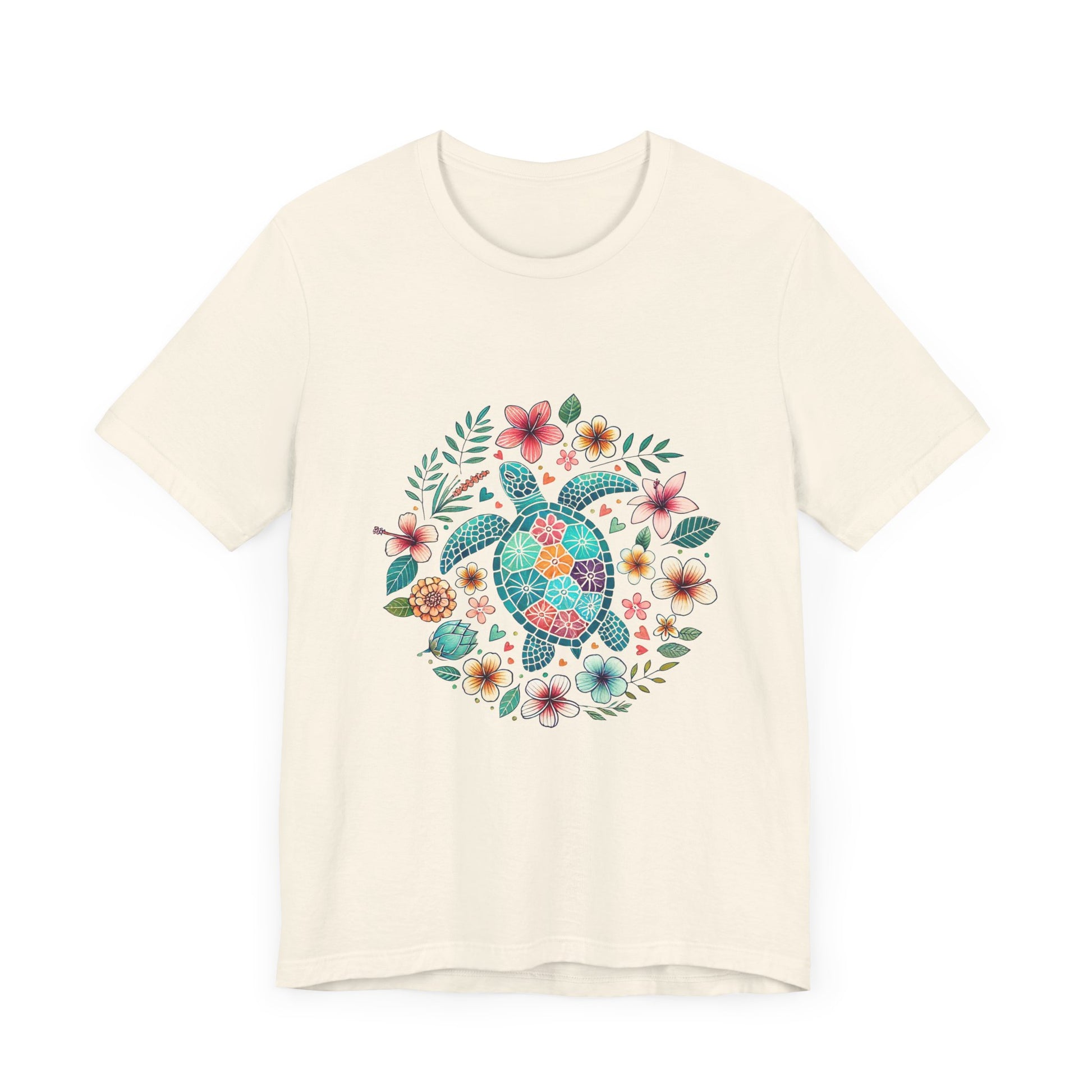 Turtle Ocean Sun T-Shirt, Floral Turtle Shirt, Boho Beach Tshirt - PopCultureByDesign36