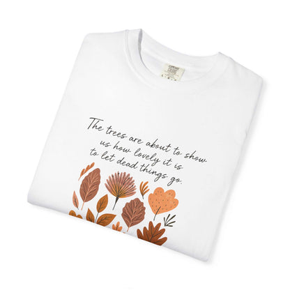 Boho Poem Fall Leaves T-shirt, Fall Shirt, Unisex Fall Top with autumn leaves print and poetic message.