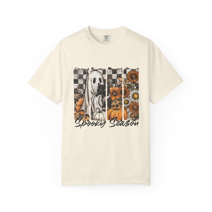 Comfort Colors Cute Strip Ghost Shirt, Halloween Costume, Vintage Vibe - PopCultureByDesign36