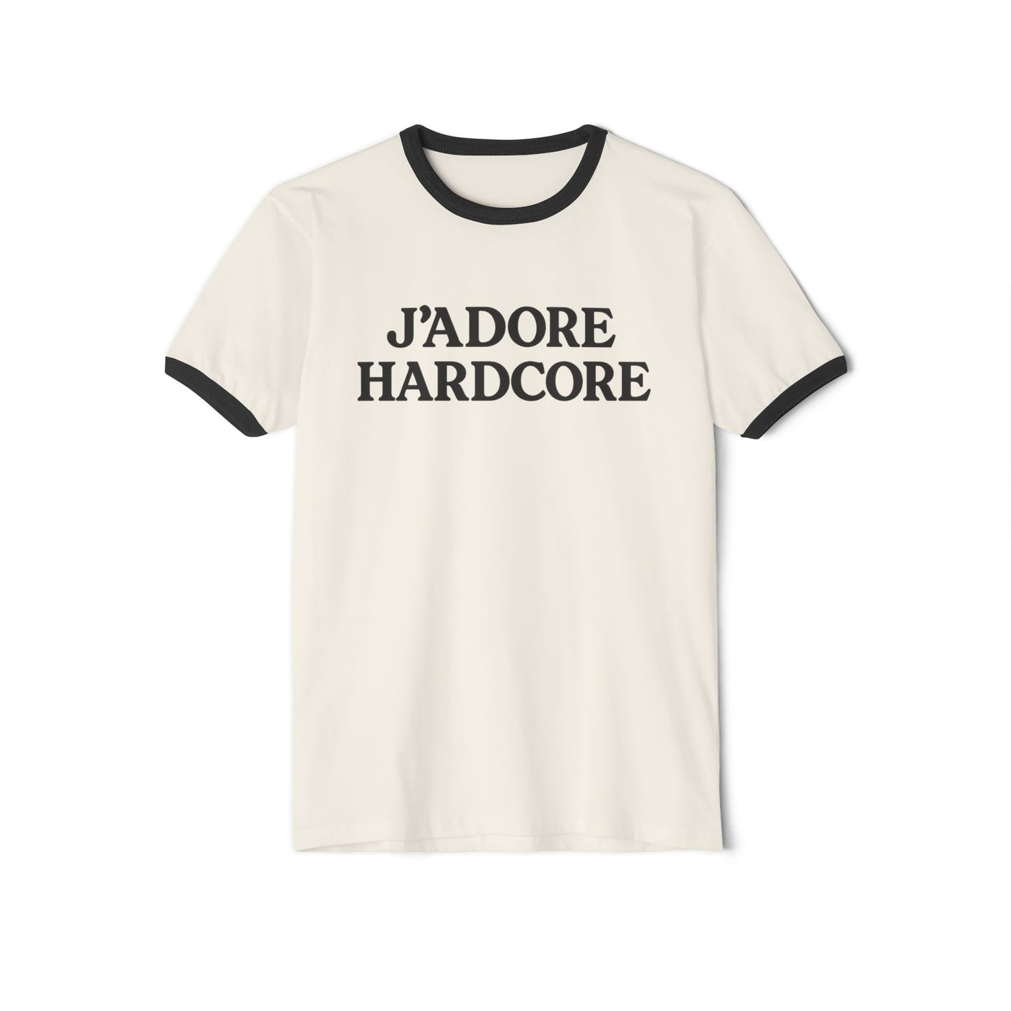 J'Adore Hardcore Ringer T-Shirt — Bold French-Inspired Statement Tee
