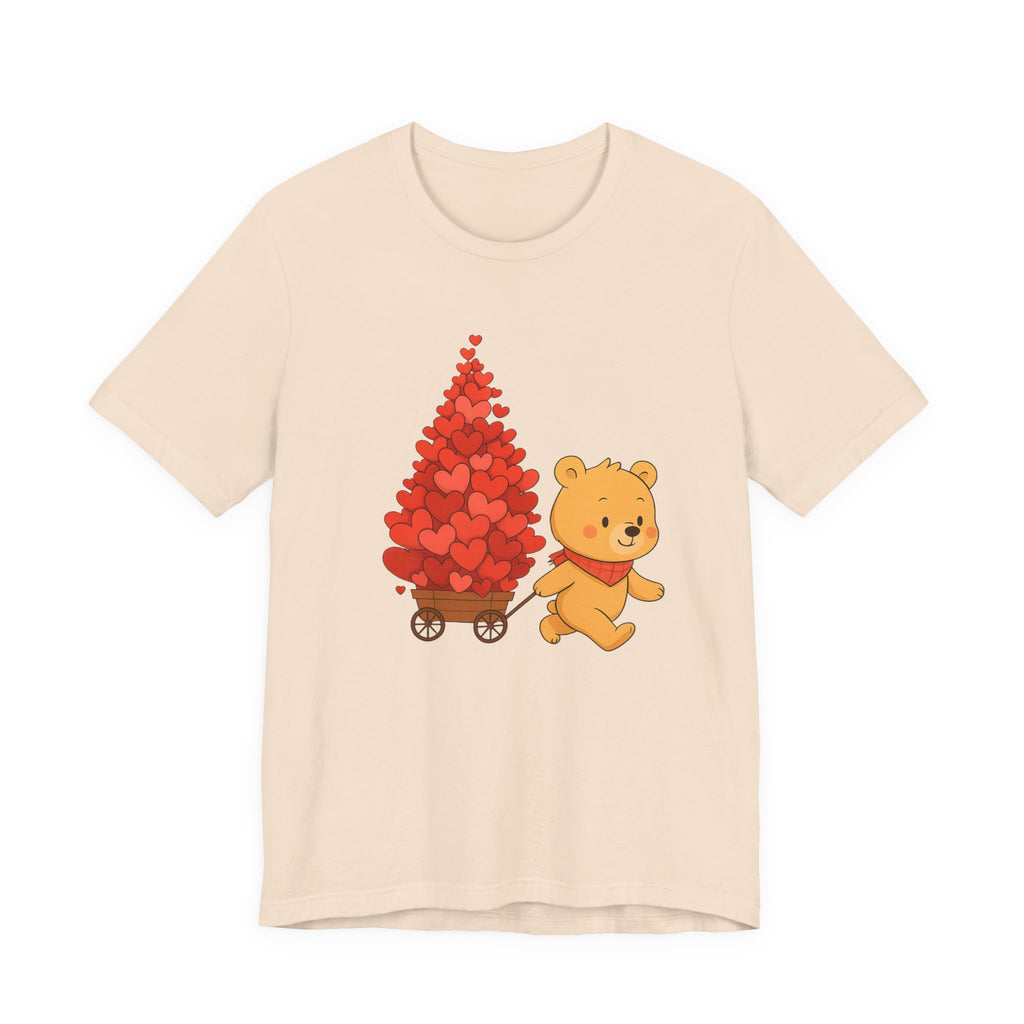Valentine Bear Tee — Cute Bear with Heart-Filled Wagon by PopCultureByDesign36