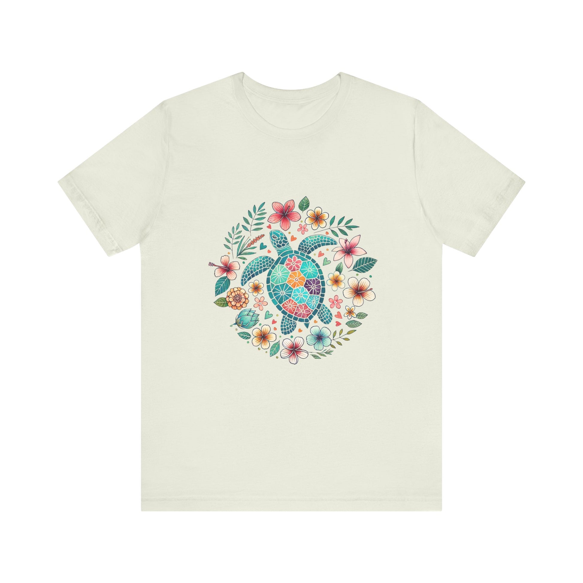 Turtle Ocean Sun T-Shirt, Floral Turtle Shirt, Boho Beach Tshirt - PopCultureByDesign36