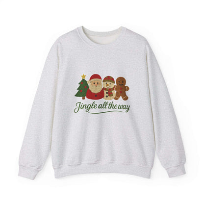 Christmas Jingle All the Way Sweatshirt, Santa Snowman Gingerbread Sweatshirt - PopCultureByDesign36