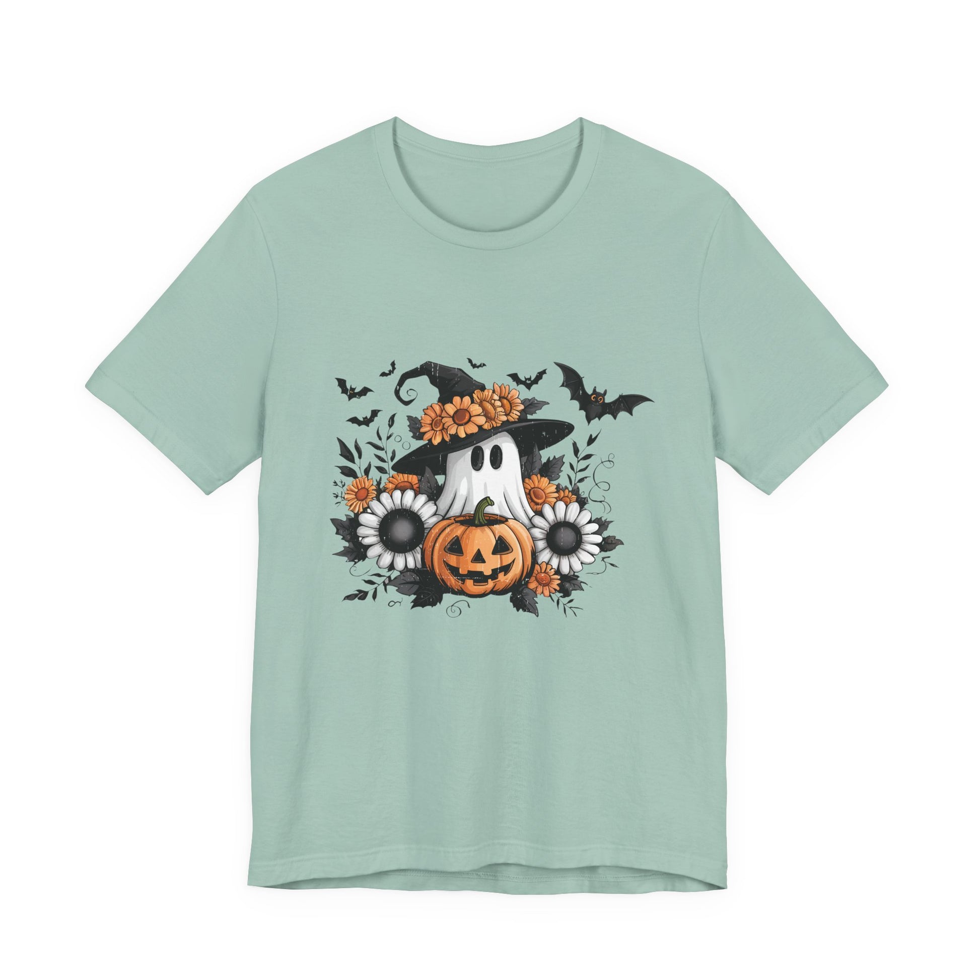 Funny Ghost Pumpkin Shirt, Boho Ghost Shirt, Soft floral ghost - PopCultureByDesign36