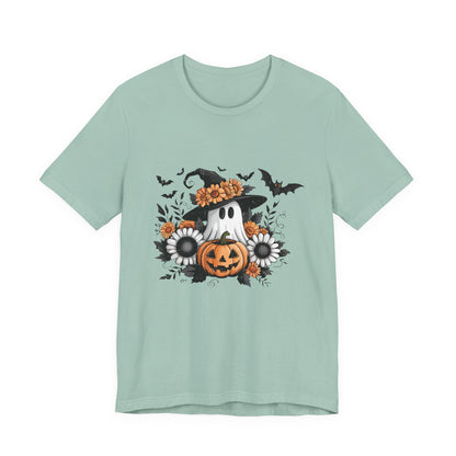 Funny Ghost Pumpkin Shirt, Boho Ghost Shirt, Soft floral ghost - PopCultureByDesign36