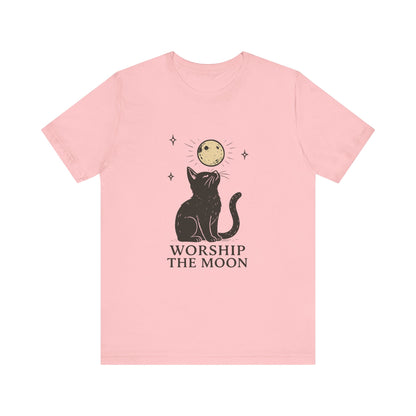 Worship The Moon, Cute Kitten Shirt, Celestial Cat Shirt - PopCultureByDesign36