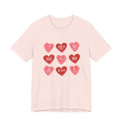 Candy Heart Shirt, Valentine's Day Gift, Conversation Hearts Shirt - PopCultureByDesign36